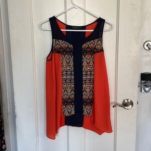Orange and navy THML flowy tank